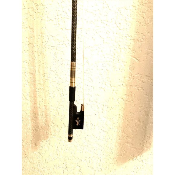 Carbon Fiber Professional Braided Gold, Black Violin Bow 4/4 With Case - Picture 9 of 16